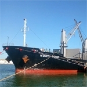 Une première cargaison de 27.000 tonnes de blé en provenance d’Ukraine en cours de déchargement au port de Radès