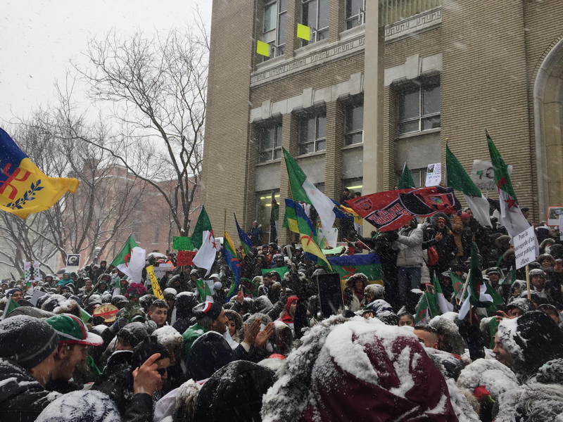 Les Algeriens De Montreal Bravent La Neige Et Le Froid Pour Clamer Haut Et Fort Le Changement En Algerie L Initiative