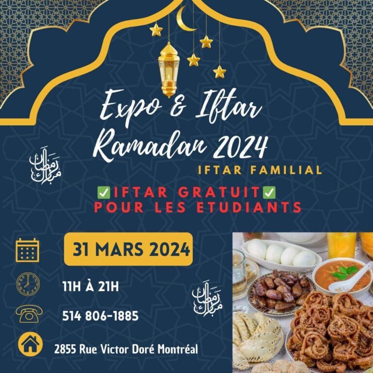 31 mars 2024. Expo et Iftar Ramadan à Montréal