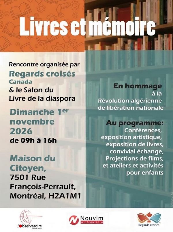 1er novembre 2026. Salon du livre et de la mémoire Montréal 2026
