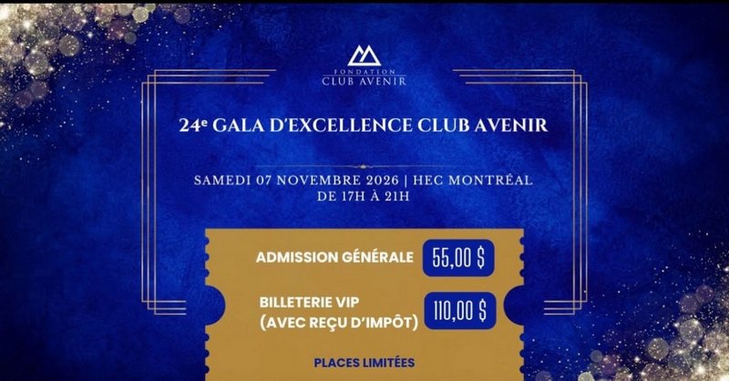 7 novembre 2026. 24e Gala d’Excellence de la fondation Club Avenir 7 novembre 2026. 24e Gala d’Excellence de la fondation Club Avenir